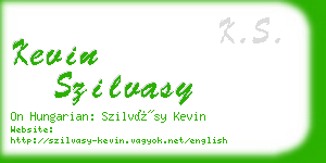 kevin szilvasy business card